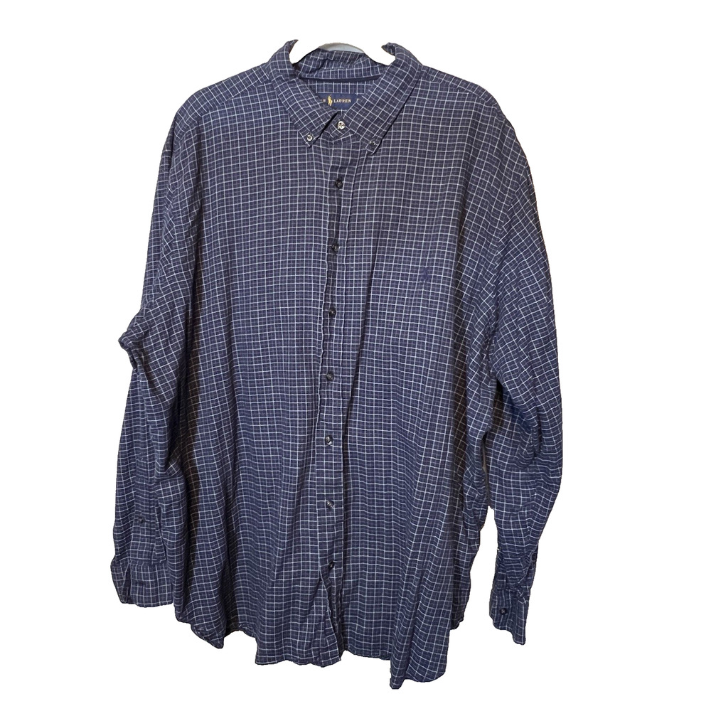Polo Ralph Lauren Men’s Blue Plaid Longsleeve‎ Shirt Size 2XB